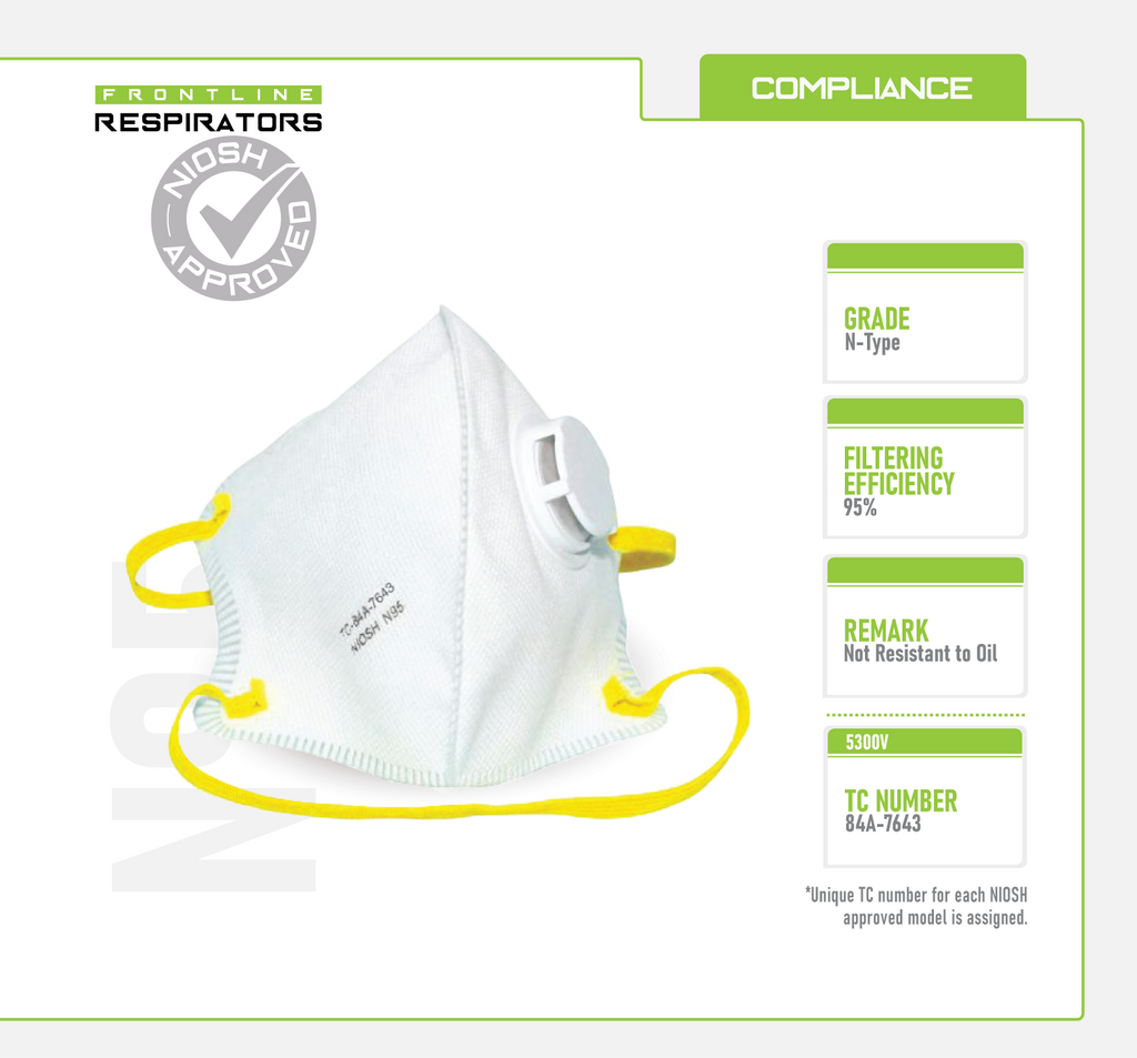 Frontline 5300V N95 Disposable Particulate Respirator with Valve