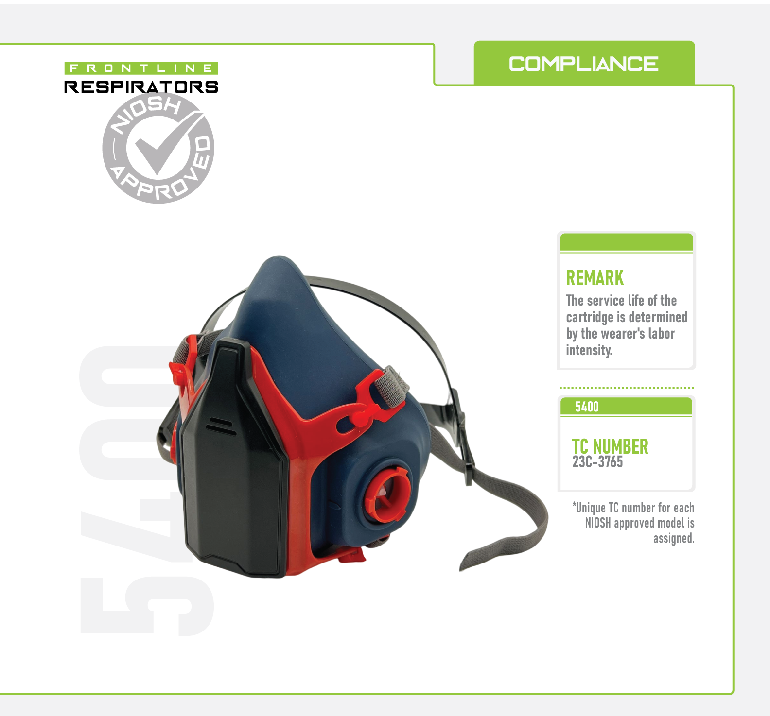 Frontline 5400 Half Mask Reusable Respirator